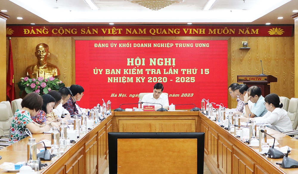 Đồng chí Phan Công Nam - Ủy viên Ban Thường vụ, Chủ nhiệm Ủy ban Kiểm tra Đảng ủy Khối Doanh nghiệp Trung ương phát biểu chỉ đạo Hội nghị.