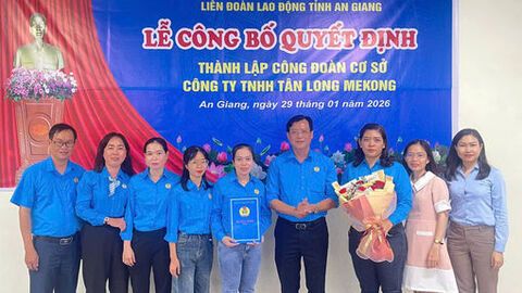 Thành lập Công đoàn cơ sở Công ty TNHH Tân Long Mekong