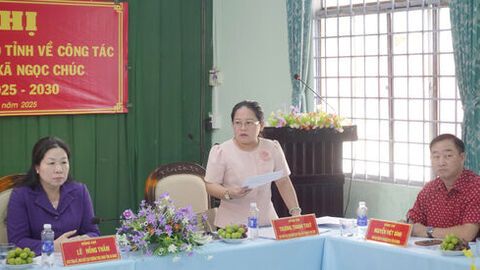 Phó Chủ tịch Thường trực HĐND tỉnh An Giang Lê Hồng Thắm làm việc với 2 xã Giồng Riềng và Ngọc Chúc về công tác chuẩn bị đại hội