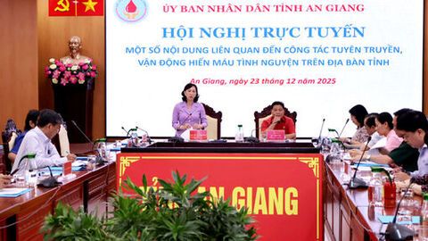 Năm 2026, An Giang phấn đấu tiếp nhận 46.500 đơn vị máu