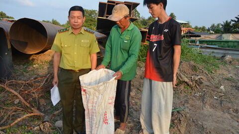 Người dân giao nộp con trăn đất nặng 7kg cho Chi cục Kiểm lâm tỉnh An Giang