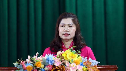 Phó Chủ tịch HĐND tỉnh Lâm Thị Hương Thành dự giao ban với bí thư chi bộ, trưởng thôn ở xã Hoàng Vân