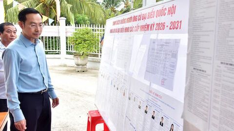 Phó Bí thư Thường trực Tỉnh ủy An Giang Nguyễn Thanh Nhàn kiểm tra công tác chuẩn bị bầu cử 