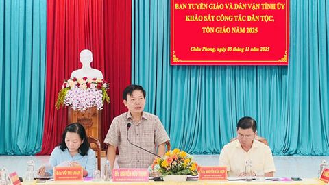 Khảo sát công tác dân tộc, tôn giáo tại xã Châu Phong