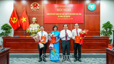 UBND tỉnh Cà Mau bổ nhiệm 3 phó giám đốc sở