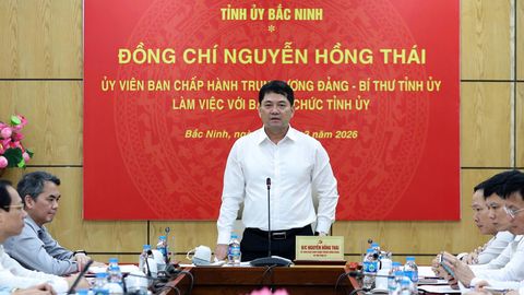 Bí thư Tỉnh ủy Nguyễn Hồng Thái làm việc với Ban Tổ chức Tỉnh ủy về công tác tổ chức xây dựng Đảng