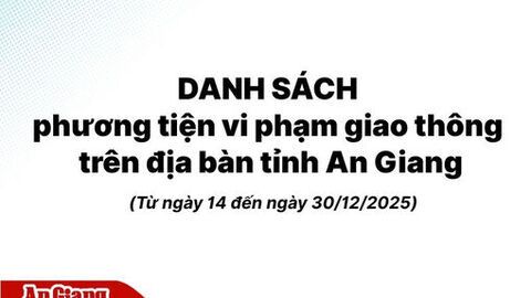 Danh sách phương tiện vi phạm giao thông trên địa bàn tỉnh An Giang từ ngày 14 đến ngày 30/12/2025