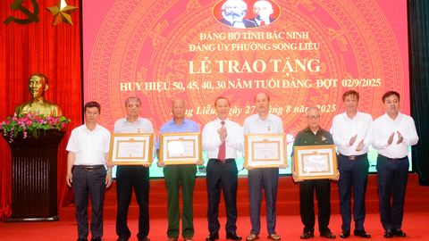 Trao Huy hiệu Đảng đợt 2/9 cho 23 đảng viên tại phường Song Liễu