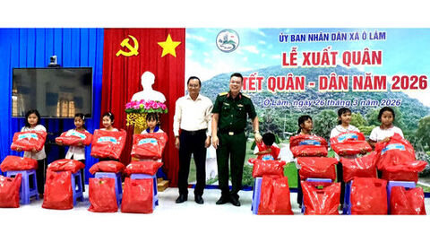 Xã Ô Lâm tổ chức lễ xuất quân Tết Quân - Dân năm 2026