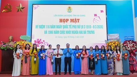 Liên đoàn Lao động tỉnh An Giang họp mặt kỷ niệm 116 năm Ngày Quốc tế Phụ nữ