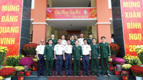 Căn cứ biển Ream, Bộ Tư lệnh Hải quân Campuchia chúc Tết Ban Chỉ huy Bộ đội Biên phòng tỉnh An Giang