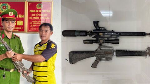 Công an xã Phú Tân vận động nhân dân giao nộp vũ khí và tiếp nhận 2 khẩu súng