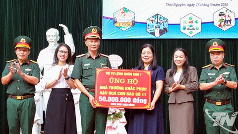 Quân khu 1 hỗ trợ Trường Phổ thông Vùng cao Việt Bắc khắc phục hậu quả thiên tai