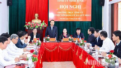 Thường trực Tỉnh ủy làm việc với Đảng ủy xã Quỹ Nhất