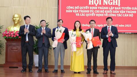 Công bố thành lập Ban Tuyên giáo và Dân vận Thành ủy Quảng Ngãi