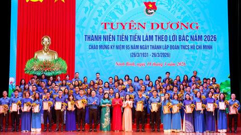 Đoàn Thanh niên UBND tỉnh tuyên dương 95 điển hình “Thanh niên tiên tiến làm theo lời Bác” năm 2026