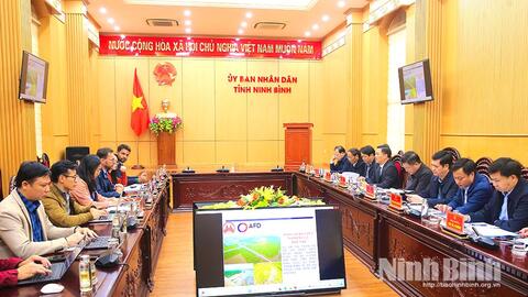 Lãnh đạo UBND tỉnh làm việc với Cơ quan Phát triển Pháp (AFD) về dự án đưa nước ngọt xuống vùng hạ du Kim Sơn