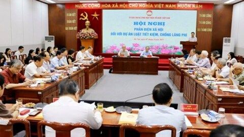 Ủy ban Trung ương MTTQ Việt Nam tổ chức Hội nghị phản biện xã hội đối với dự án Luật tiết kiệm, chống lãng phí