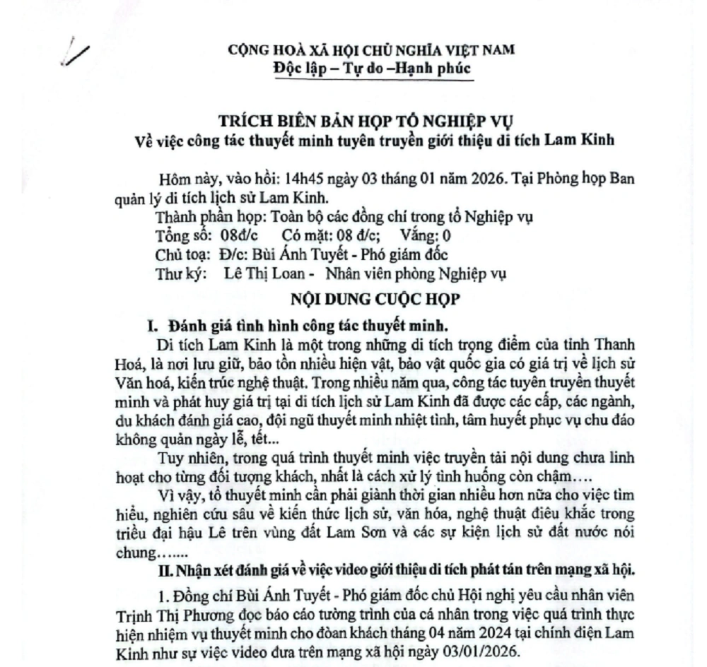 Vụ hướng dẫn viên thuyết minh sai tại Di tích Lam Kinh: “ Ban quản lý sẽ xử lý nghiêm”