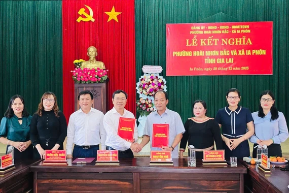 Xã Ia Pnôn kết nghĩa với phường Hoài Nhơn Bắc