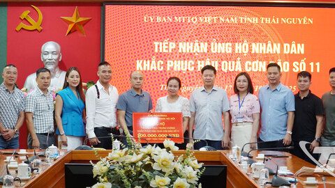 Ủy ban MTTQ tỉnh Thái Nguyên tiếp nhận ủng hộ khắc phục hậu quả lũ lụt