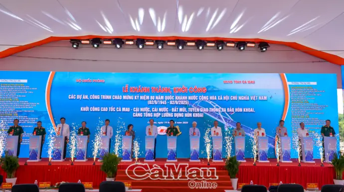 Cà Mau đồng loạt khởi công, khánh thành các công trình, dự án chào mừng Cách mạng tháng Tám và Quốc khánh 2/9