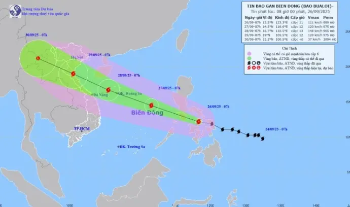 Bão số 10 BUALOI di chuyển vào Biển Đông