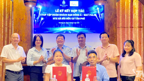Ký kết bao tiêu gà và trứng gà dược liệu Tân Khánh