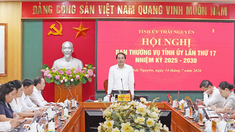 Ban Thường vụ Tỉnh ủy Thái Nguyên: Cho ý kiến về nhiều cơ chế, chính sách tạo động lực phát triển kinh tế - xã hội
