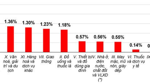 Chỉ số giá tiêu dùng tháng 2 tăng 1,14%
