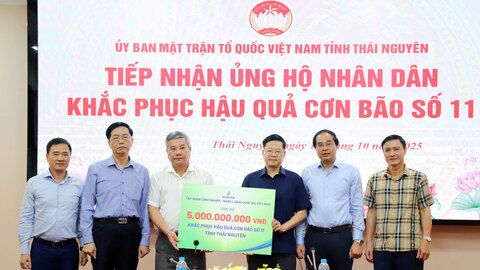 Thái Nguyên tiếp nhận nguồn lực ủng hộ khắc phục hậu quả bão số 11