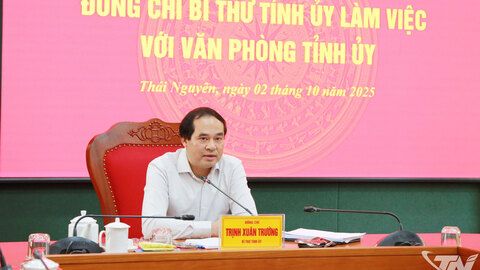 Đồng chí Bí thư Tỉnh ủy chỉ đạo Văn phòng tập trung tham mưu các nhiệm vụ trọng tâm nhiệm kỳ mới