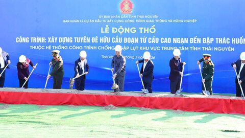 Thái Nguyên: Động thổ tuyến đê Hữu Cầu - công trình chống ngập khẩn cấp