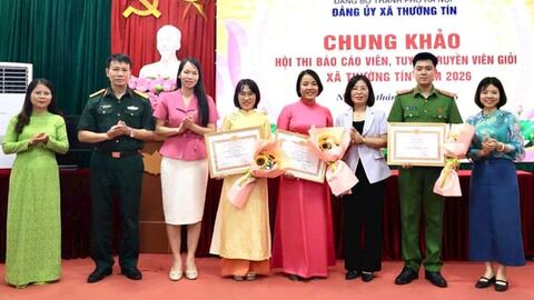 Xã Thường Tín trao giải hội thi báo cáo viên, tuyên truyền viên giỏi năm 2026