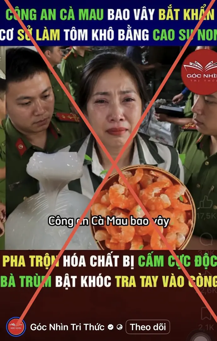Sẽ xử lý nghiêm đối tượng tung tin giả về “tôm khô cao su non”