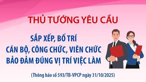 Thủ tướng yêu cầu sắp xếp, bố trí cán bộ, công chức đúng vị trí việc làm