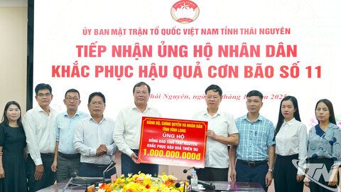 Tỉnh Vĩnh Long hỗ trợ tỉnh Thái Nguyên 1 tỷ đồng khắc phục hậu quả thiên tai