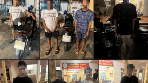 Công an xã Tiên Lãng xử lý 6 thanh thiếu niên vi phạm giao thông