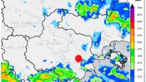 Mưa rào và dông có thể xảy ra ở nhiều địa phương của Hải Phòng