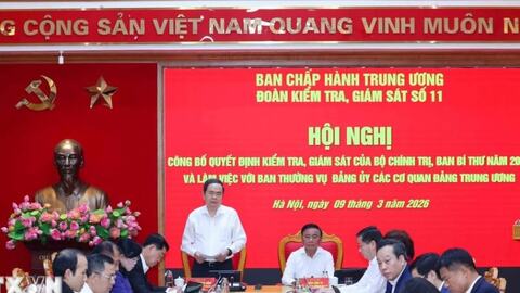 Công bố quyết định kiểm tra, giám sát đối với Ban Thường vụ Đảng ủy các cơ quan Đảng Trung ương