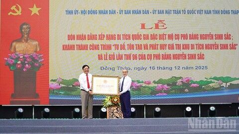 Đồng Tháp: Đón nhận Bằng xếp hạng Di tích quốc gia đặc biệt Mộ cụ Phó bảng Nguyễn Sinh Sắc