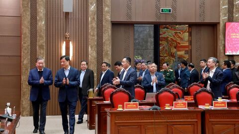 Ảnh: Tổng Bí thư Tô Lâm làm việc với Ban Thường vụ Thành ủy Hà Nội