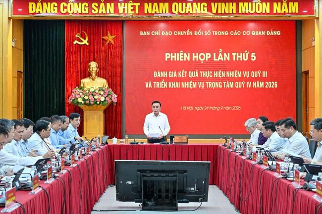 Ban Chỉ đạo Chuyển đổi số trong các cơ quan đảng triển khai nhiệm vụ trọng tâm quý IV năm 2026