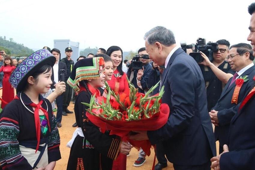 Tổng Bí thư Tô Lâm dự Lễ khởi công Trường Phổ thông nội trú liên cấp Tiểu học và Trung học cơ sở Đồng Đăng, xã Đồng Đăng, tỉnh Lạng Sơn