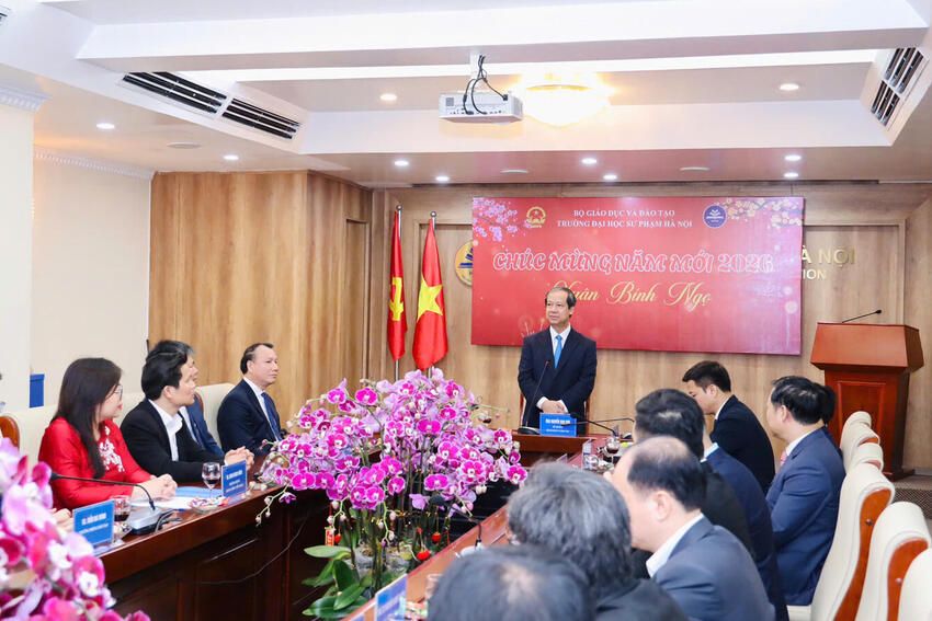 Bộ trưởng Nguyễn Kim Sơn chúc Tết Trường Đại học Sư phạm Hà Nội