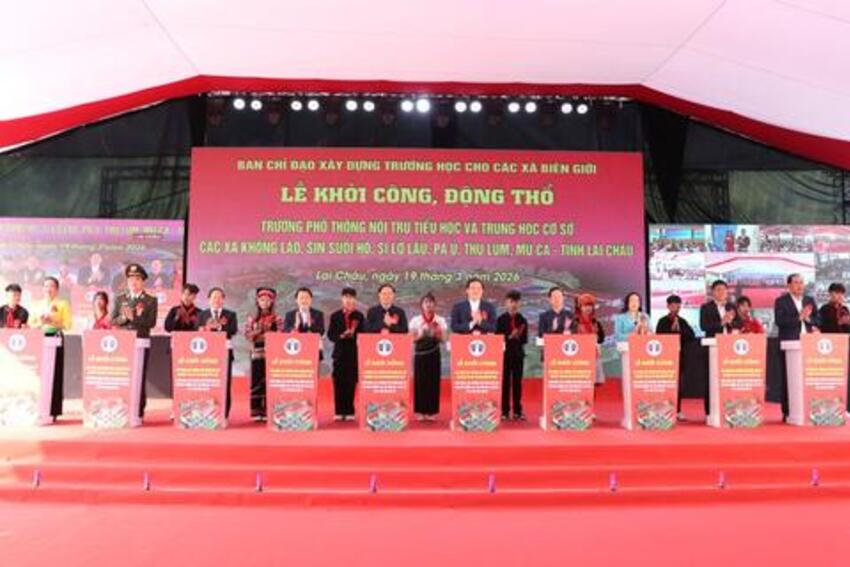 Lai Châu: Khởi công, động thổ Trường Phổ thông nội trú Tiểu học và Trung học cơ sở các xã Khổng Lào, Sin Suối Hồ, Sì Lở Lầu, Pa Ủ, Thu Lũm, Mù Cả