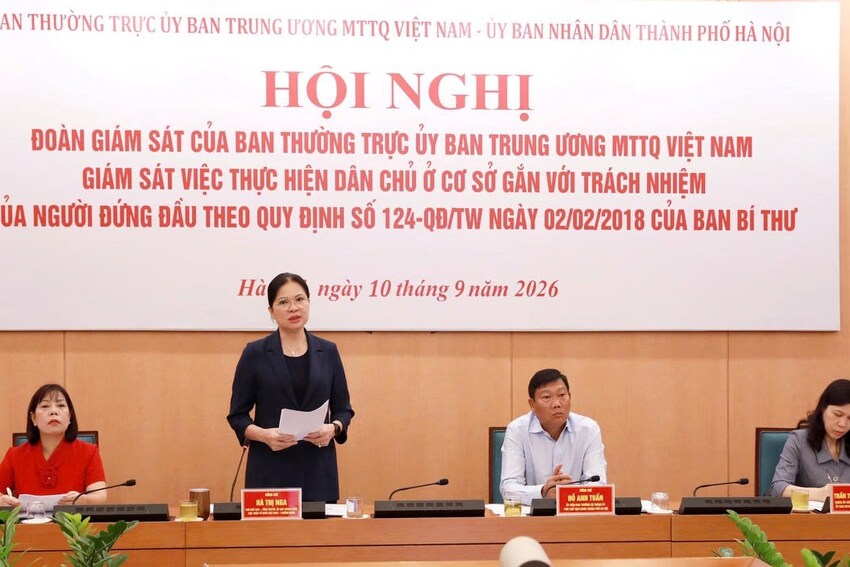 Phó Chủ tịch - Tổng Thư ký Ủy ban Trung ương MTTQ Việt Nam Hà Thị Nga làm việc với UBND thành phố Hà Nội