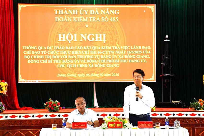 Đoàn Kiểm tra 485 của Ban Thường vụ Thành ủy làm việc với Ban Thường vụ Đảng ủy xã Đông Giang