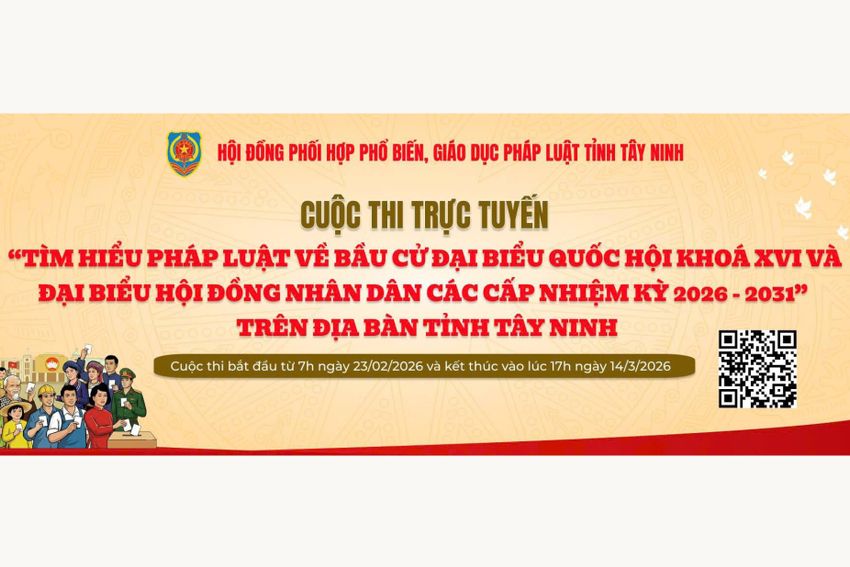 Kết quả Cuộc thi trực tuyến 'Tìm hiểu pháp luật về bầu cử đại biểu Quốc hội khoá XVI và đại biểu HĐND các cấp nhiệm kỳ 2026 - 2031' trên địa bàn tỉnh Tây Ninh