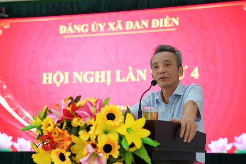 Trưởng ban Tuyên giáo và Dân vận Thành ủy Hoàng Khánh Hùng dự Hội nghị Đảng ủy xã Đan Điền lần thứ tư, nhiệm 2025-2030